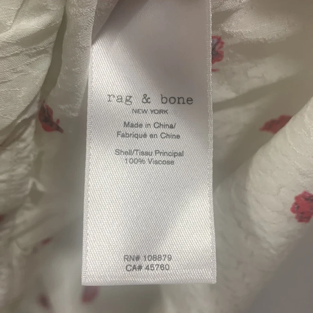 Rag & Bone White Floral Victor Sleeveless Faux Wrap Blouse Size Medium